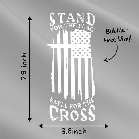 GRITKULTURE Stand for The American Flag and Kneel for The Cross Christian Decal Sticker 2-Pack - 8 Inches - Pro-Grade Vinyl Decal for Cars Trucks Laptops - Weatherproof and Durable in Kuwait