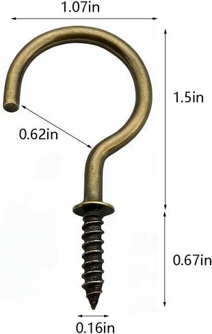 IDEALSV 1-1/2 بوصة خطاف سقف لولبي برونزي، 36 حزمة من خطافات الإضاءة المسمارية، خطافات الأكواب in Kuwait