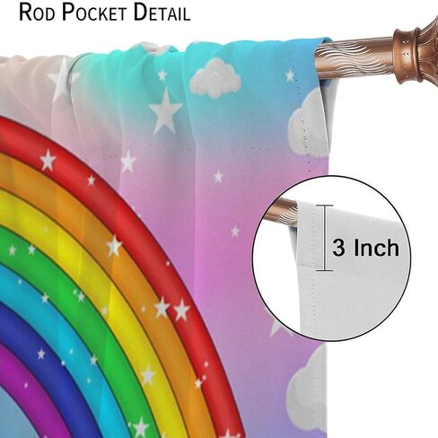 ستائر يونيكورن السحرية للأطفال، رسوم متحركة خيالية حكاية العجائب قوس قزح الغيوم نجوم يونيكورن بيغاسوس نافذة ستائر مطبوعة للفتيات غرفة نوم غرفة المعيشة الحضانة 42 × 45 بوصة (بدون تعتيم) in Kuwait