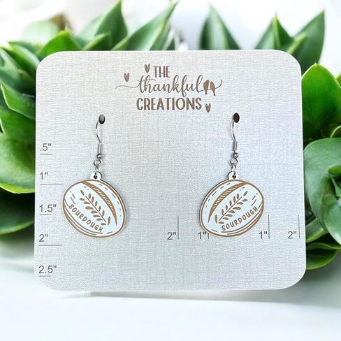 أقراط متدلية من خبز العجين المخمر، مجوهرات فريدة مصنوعة يدويًا للنساء من الخشب لخبز الطعام، هدية لها in Kuwait