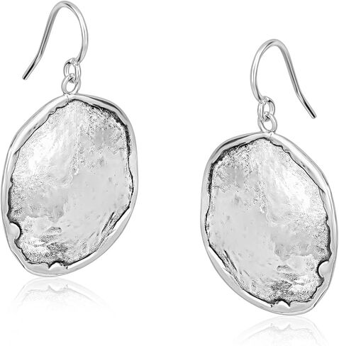 JEAN RACHEL JEWELRY Hammered Earrings for Women - 925 Sterling Silver Dangle Statement, Hypoallergenic, Lead & Nickel Free jewelry (Circle Earrings) in Kuwait
