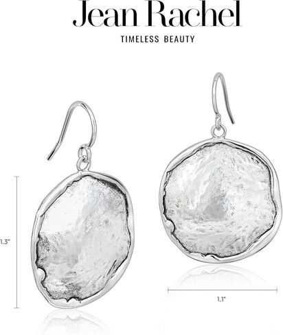 JEAN RACHEL JEWELRY Hammered Earrings for Women - 925 Sterling Silver Dangle Statement, Hypoallergenic, Lead & Nickel Free jewelry (Circle Earrings) in Kuwait