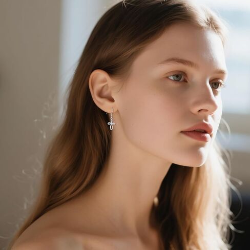 S925 أقراط متدلية من الفضة إنفينيتي كروس للنساء، 0.01 قيراط من الماس الثلاثي المزروع في مختبرات أقراط متدلية للسيدات في عيد ميلادها وعيد الميلاد المعمودية in Kuwait