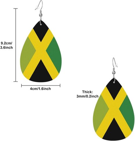 DUIYWFH Jamaica Flag Faux Leather Earrings For Women Lightweight Teardrop Dangle Earrings in Saudi Arabia