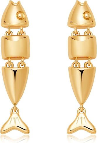 أقراط متدلية على شكل سمكة ذهبية أقراط شاطئ صيفية بسيطة للنساء مجوهرات المحيط الأنيقة العصرية للهدايا in Kuwait