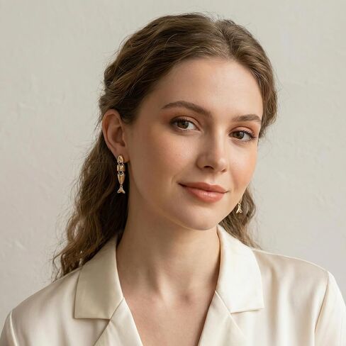 أقراط متدلية على شكل سمكة ذهبية أقراط شاطئ صيفية بسيطة للنساء مجوهرات المحيط الأنيقة العصرية للهدايا in Kuwait