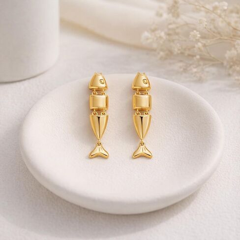 أقراط متدلية على شكل سمكة ذهبية أقراط شاطئ صيفية بسيطة للنساء مجوهرات المحيط الأنيقة العصرية للهدايا in Kuwait