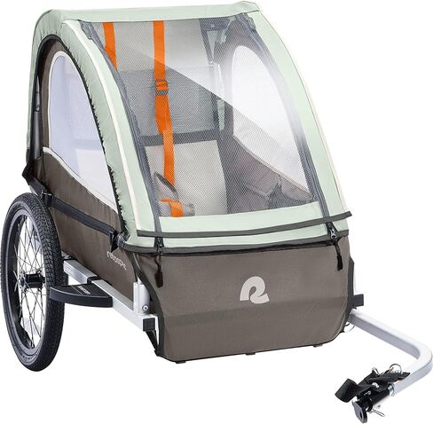Retrospec Rover Plus Foldable Bike Trailer for Kids, Single/Double Passenger Child Bike Trailer with 5-Point Safety Harness, Reflective, Weather-Resistant Fabric and Safety Flag - Supports 40-80 lbs in Kuwait