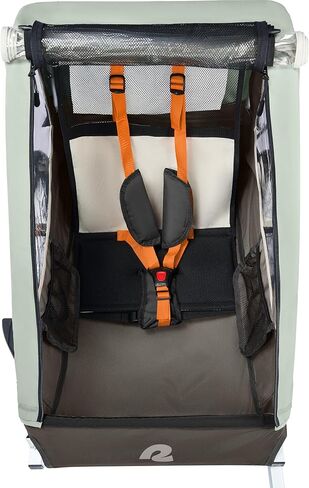 Retrospec Rover Plus Foldable Bike Trailer for Kids, Single/Double Passenger Child Bike Trailer with 5-Point Safety Harness, Reflective, Weather-Resistant Fabric and Safety Flag - Supports 40-80 lbs in Kuwait