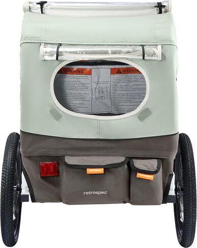 Retrospec Rover Plus Foldable Bike Trailer for Kids, Single/Double Passenger Child Bike Trailer with 5-Point Safety Harness, Reflective, Weather-Resistant Fabric and Safety Flag - Supports 40-80 lbs in Kuwait