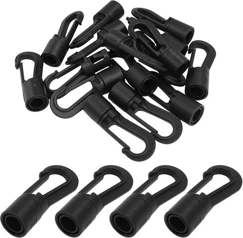 Hordion 16 Pcs Bungee Shock Cord End for 1/4 inch to 5/16 inch Cord Rope Terminal Ends Black Plastic Bungee Cord Hooks in Saudi Arabia