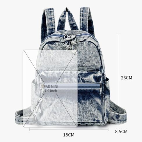 Denim Backpack Fashion Daypack Shoulder Bag, Chic y2k Grunge Canvas Bookbag Women Men Trendy Design Daily Hiking Travel (Cowboy blue) in Saudi Arabia