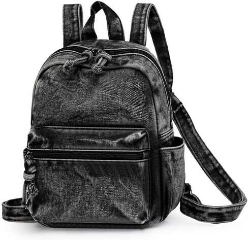 Denim Backpack Fashion Daypack Shoulder Bag, Chic y2k Grunge Canvas Bookbag Women Men Trendy Design Daily Hiking Travel (Cowboy blue) in Saudi Arabia