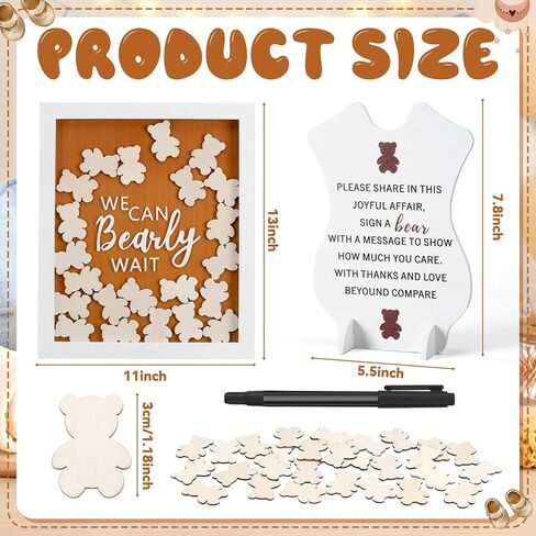 Youyole 53 Pcs Baby Shower Guest Book Alternatives Decorations We Can Bearly Wait He or She Gender Reveal Decorations Sign in Guest Book with Picture Frame 50 Wooden Bear Shape Clips in Saudi Arabia