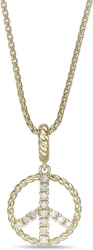 Lavari Jewelers 1/10 Carat Lab Grown Diamond Peace Sign Pendant for Women I 925 Sterling Silver with 18k Yellow Gold Plating Pendant Necklace for Her I 18 Inch Box Chain with Lobster Claw Clasp in Saudi Arabia