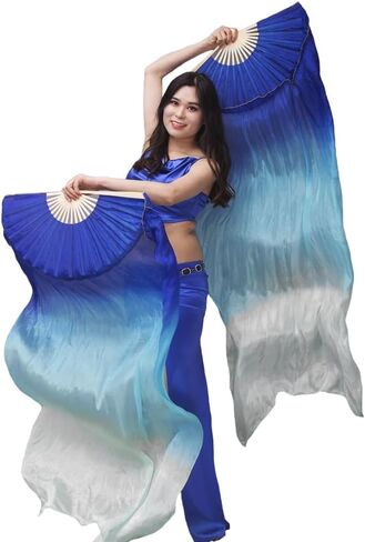 Nimiman 1.8M Chinese Hand Made Belly Dance Dancing Silk Bamboo Long Fan Veil (red-Black) in Saudi Arabia