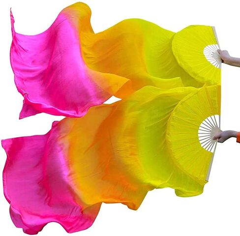 Nimiman 1.8M Chinese Hand Made Belly Dance Dancing Silk Bamboo Long Fan Veil (red-Black) in Saudi Arabia