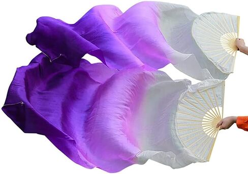Nimiman 1.8M Chinese Hand Made Belly Dance Dancing Silk Bamboo Long Fan Veil (red-Black) in Saudi Arabia
