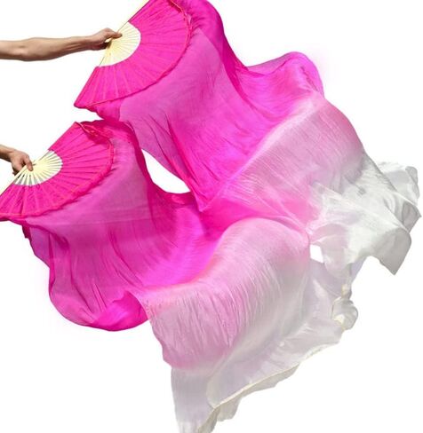 Nimiman 1.8M Chinese Hand Made Belly Dance Dancing Silk Bamboo Long Fan Veil (red-Black) in Saudi Arabia