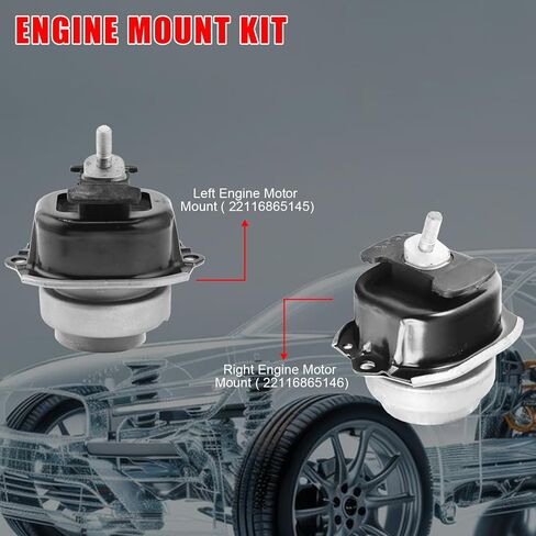 2Pcs Left & Right Engine Motor Compatible with BMW E70 F15 E71 F16 X5 X6 2007-2019 Replace 22116780260,22116778192,22116865146 in Kuwait