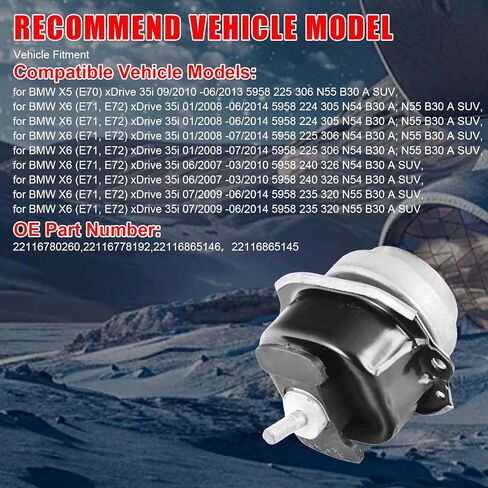 2Pcs Left & Right Engine Motor Compatible with BMW E70 F15 E71 F16 X5 X6 2007-2019 Replace 22116780260,22116778192,22116865146 in Kuwait