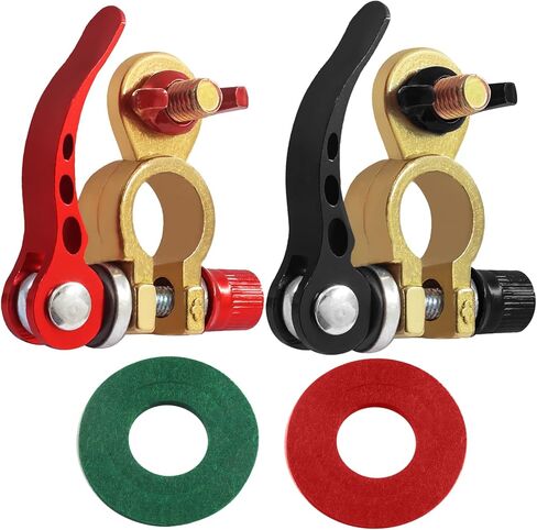 1 Pair Quick Disconnect Battery Terminal Connectors - M8 x25mm, Brass Car Quick Release Battery Terminal Cable Ends Adapter Clamps with Anti Corrosion Pad for Truck Auto Marine Car in Saudi Arabia