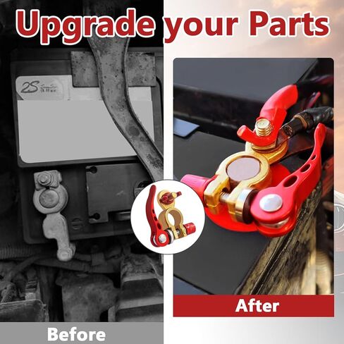 1 Pair Quick Disconnect Battery Terminal Connectors - M8 x25mm, Brass Car Quick Release Battery Terminal Cable Ends Adapter Clamps with Anti Corrosion Pad for Truck Auto Marine Car in Saudi Arabia
