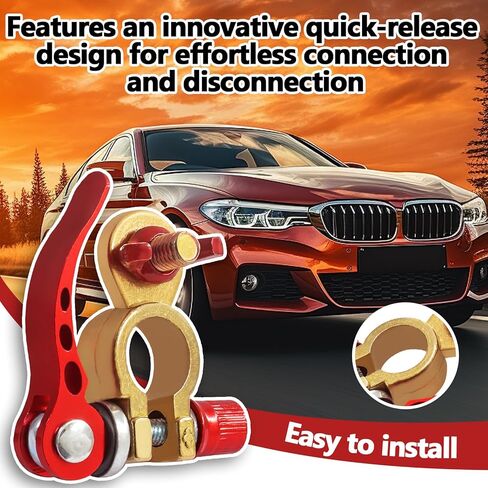 1 Pair Quick Disconnect Battery Terminal Connectors - M8 x25mm, Brass Car Quick Release Battery Terminal Cable Ends Adapter Clamps with Anti Corrosion Pad for Truck Auto Marine Car in Saudi Arabia