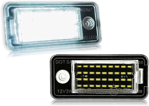 OTnhaee Full LED License Plate Light Assembly Compatible with Audi A3 A4 A6 A8 S3 S4 S6 S8 Q7 RS4 RS6, 18-SMD 6000K Cool White Rear Tag Lamp, Error-Free Plug & Play, 2-Piece in Saudi Arabia
