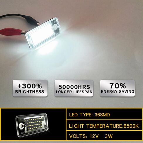 OTnhaee Full LED License Plate Light Assembly Compatible with Audi A3 A4 A6 A8 S3 S4 S6 S8 Q7 RS4 RS6, 18-SMD 6000K Cool White Rear Tag Lamp, Error-Free Plug & Play, 2-Piece in Saudi Arabia