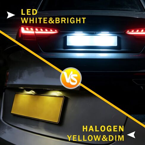 OTnhaee Full LED License Plate Light Assembly Compatible with Audi A3 A4 A6 A8 S3 S4 S6 S8 Q7 RS4 RS6, 18-SMD 6000K Cool White Rear Tag Lamp, Error-Free Plug & Play, 2-Piece in Saudi Arabia