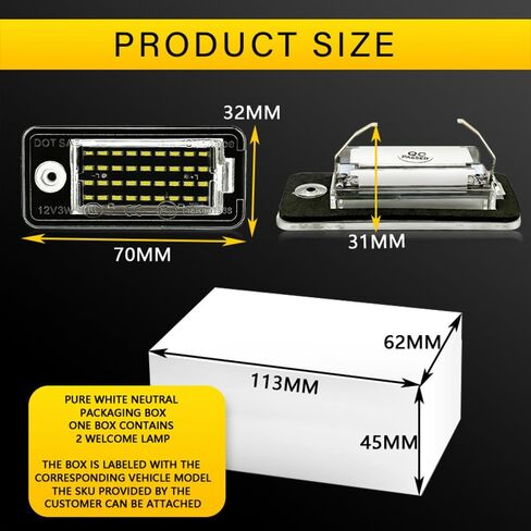 OTnhaee Full LED License Plate Light Assembly Compatible with Audi A3 A4 A6 A8 S3 S4 S6 S8 Q7 RS4 RS6, 18-SMD 6000K Cool White Rear Tag Lamp, Error-Free Plug & Play, 2-Piece in Saudi Arabia