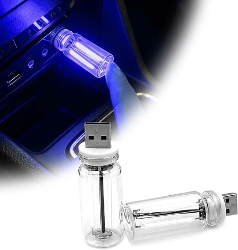 2PCS Car USB Night Light Bulb, Plug-in Retro Car Atmosphere Lamp with Touch Dimmable, Portable Mini USB Retro Glass Bottle Lamp for Vehicle, Bedroom, Camping Holiday Decoration(white) in Saudi Arabia