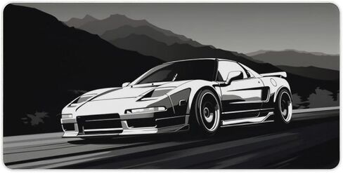 Black and White Art JDM NSX Car Desk Table Pad Mouse Pad Non-Slip Large Office Supplies Desk Mat Waterproof Rubber Desk Writing Pad for Office Game Home 40x90cm in Saudi Arabia