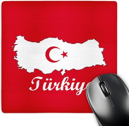3D Rose "Reverse Flag in Outline Map of Turkey with Turkey Written in Turkish." Matte Finish Mouse Pad - 8 x 8" - mp_178767_1 in Saudi Arabia