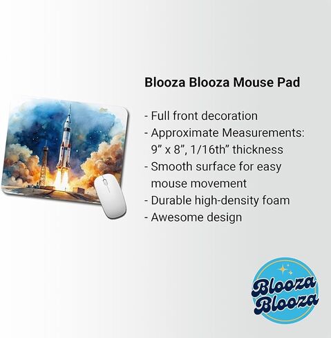 Rocket Spaceship Launch Sci-fi Watercolor Low Profile Mouse Pad Mat in Kuwait