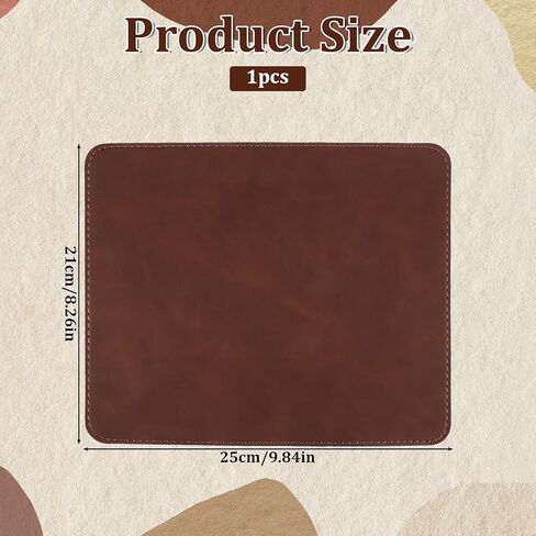 Mouse Pad, PU Non-Slip Mouse Mat, Leather Mouses Pad, Leather Mousepad with Stitched Edge, Double Side Mousepad for Home Office Desktop Computer Essentials Coconut Brown in Kuwait