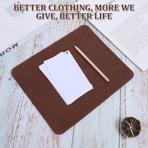 Mouse Pad, PU Non-Slip Mouse Mat, Leather Mouses Pad, Leather Mousepad with Stitched Edge, Double Side Mousepad for Home Office Desktop Computer Essentials Coconut Brown in Kuwait