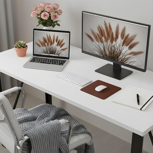 Mouse Pad, PU Non-Slip Mouse Mat, Leather Mouses Pad, Leather Mousepad with Stitched Edge, Double Side Mousepad for Home Office Desktop Computer Essentials Coconut Brown in Kuwait