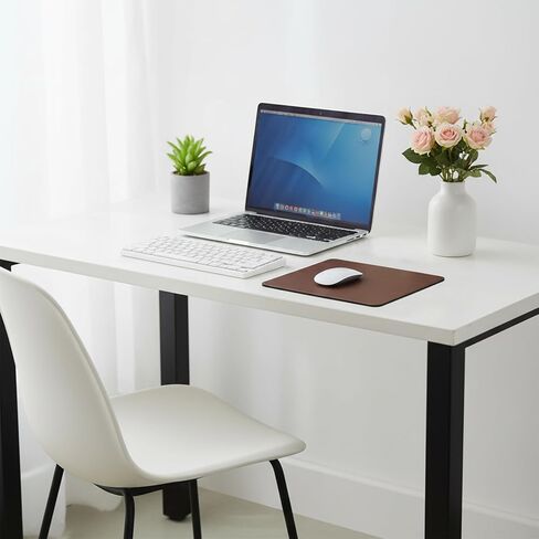 Mouse Pad, PU Non-Slip Mouse Mat, Leather Mouses Pad, Leather Mousepad with Stitched Edge, Double Side Mousepad for Home Office Desktop Computer Essentials Coconut Brown in Kuwait