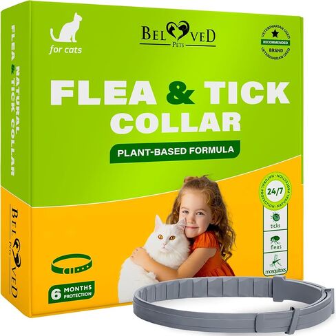 Natural Flea & Tick Collar for Cats - 12 Months Control of Best Prevention & Safe Treatment - Anti Fleas and Ticks Essential Oil Repellent (2 Pack) in Kuwait