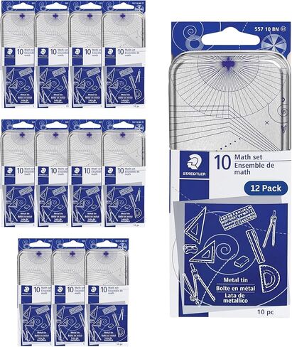 مجموعة رياضيات Staedtler للطلاب ، 6 قطع ، بوصلة ، منفاخ ، مسطرة ، قلم رصاص ، ممحاة ومشرقة ، حقيبة سحابية in Saudi Arabia