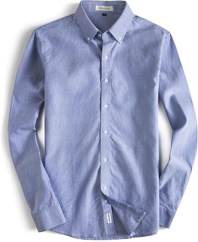 MUSE FATH Men's Oxford Dress Shirt-Cotton Casual Regular Fit Long Sleeve Shirt in Kuwait