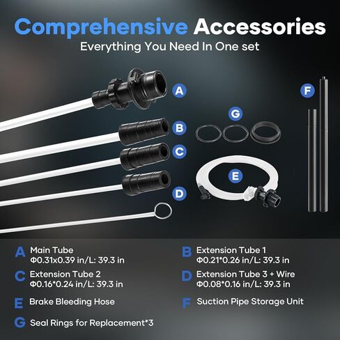 مستخرج زيت يدوي/هوائي سعة 6.5 لتر، مضخة مستخرج السوائل مع مزيل خزان المضخة و4 أنابيب لتغيير الزيت وخرطوم نزيف الفرامل لتغيير سائل الفرامل in Kuwait