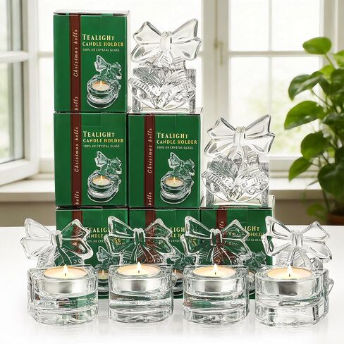 H&D HYALINE & DORA Set of 3 Clear Glass Cross Candle Holder 4" High Christian Tea Light Holder Cross Crystal Votive Candle Holders for Religious Gift in Box in Kuwait
