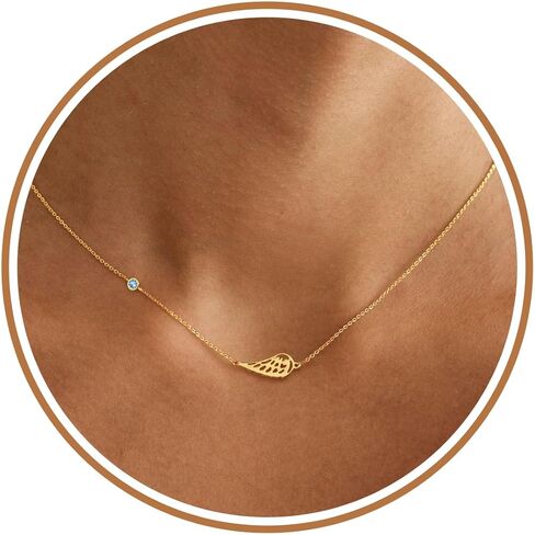 Mohters Day Gifts, Gold Angel Wings Necklace Sympathy Gifts for Loss of Loved One 1-12 Birthstone Necklace Guardian Angel Memorial Condolences Remembrance Comforting Spiritual Jewelry in Kuwait