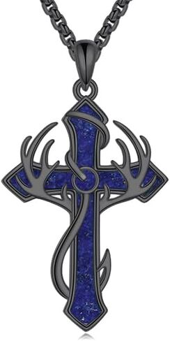 قلادة متقاطعة لخطاف السمك للرجال من الفضة الاسترليني وقلادة متقاطعة مجوهرات صيد هدايا للرجال والنساء in Kuwait