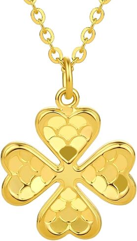 24K Solid Gold Pendant Necklace for Women, Real Pure Gold Jewelry Dainty Elegant Flower Pendant Chain for Men Girlfriend in Kuwait