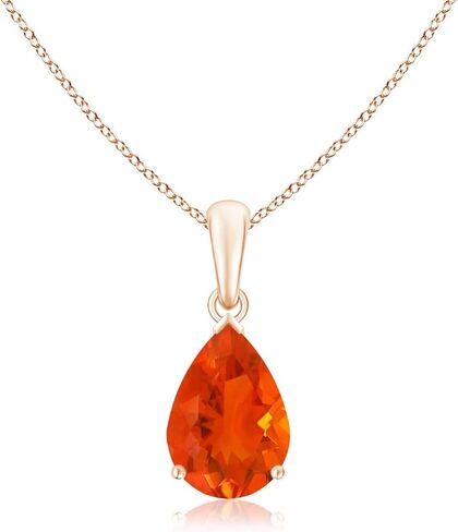 Angara Natural Fire Opal Solitaire Pendant for Women | Prong-Set Pear Fire Opal Solitaire Pendant in 14K Solid Gold/Sterling Silver/Platinum With 18" Chain | Birthday, Gemstone Jewelry Gift in Saudi Arabia