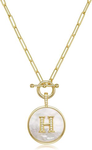 قلادة أولية من الذهب عيار 14 قيراط للنساء، قلادة أولية أنيقة مملوءة بالذهب، قلادة من أم اللؤلؤ، مجوهرات عيد الحب لعيد الأم مقاس 20 بوصة in Kuwait